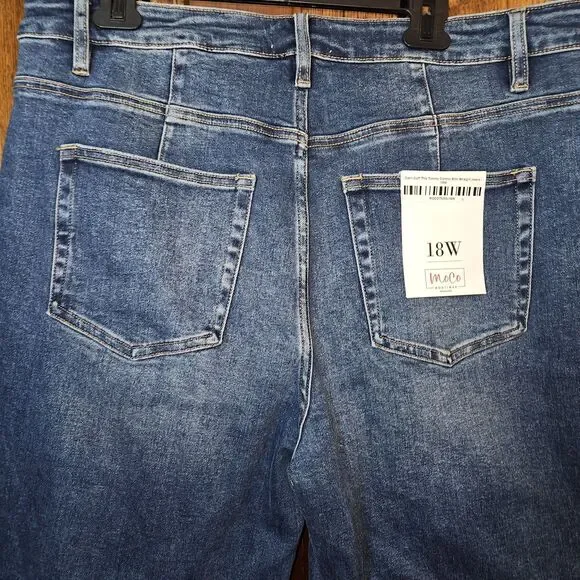 MoCo Boutique Blue Jean 18W Tummy Control Slimming Can't Cuff This Mom Blue - Picture 8 of 9